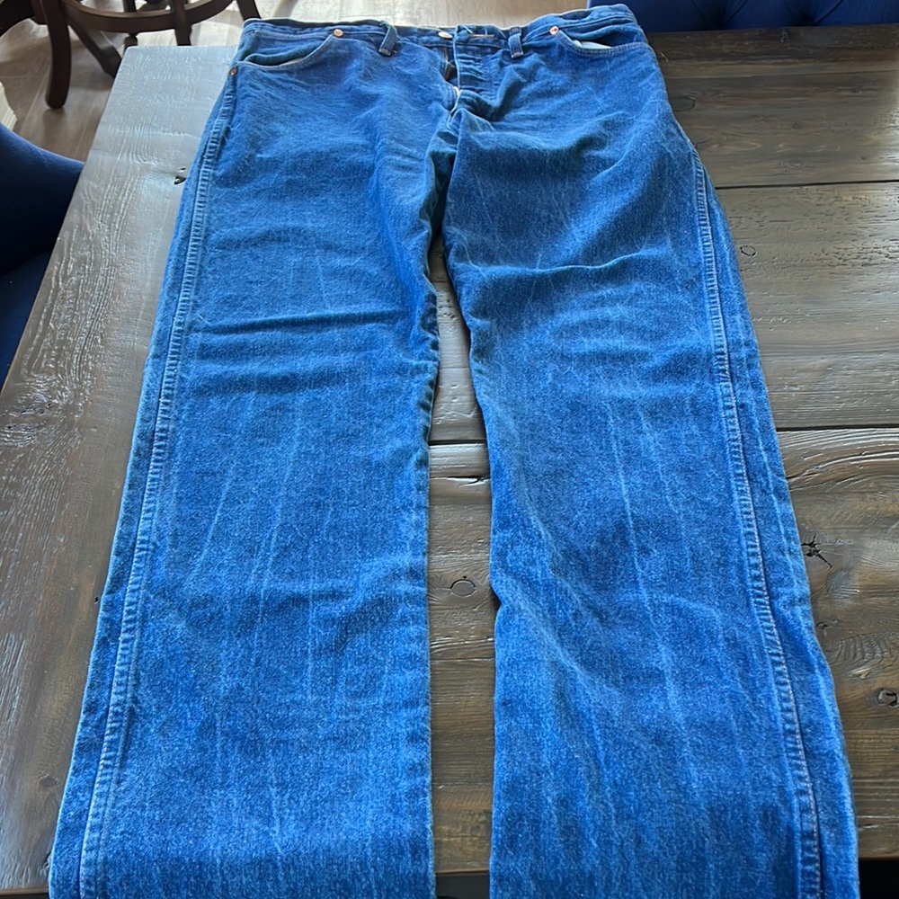 - Mens Vintage Wrangler Dark Wash Jeans.Cowboy PantsMade in USA. 38x36